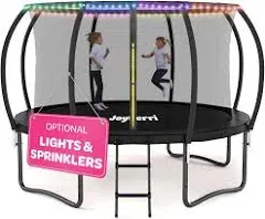 Trampoline for Kids and Adults - 8Ft 10Ft 12Ft 14FT Trampoline with Net - with Bonus Sprinkler and LED Lights/ASTM Certified/Extra Sturdy Recreational Outdoor Trampolines