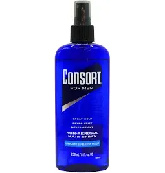 3 Packs Consort for Men Hair Spray Non-Aerosol Unscented Extra Hold 8 oz