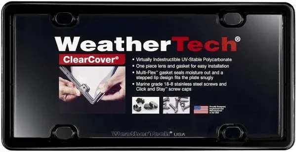 Weathertech ClearCover License Plate Frame; Black (Universal; Some Adaptation May Be Required)