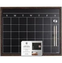 U Brands Magnetic Chalk Board Calendar, 16 inch x 20 inch, Brown MDF Frame, 3275u