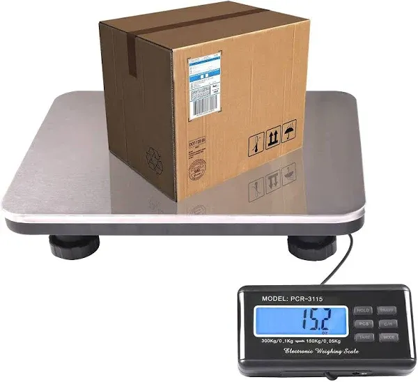 Shipping Scale 660Lbs LCD Digital Platform Heavy Duty Portable Stainless Platfor