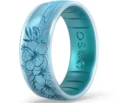 Enso Rings Etched Classic Silicone Rings - Comfortable and Flexible Design - 8mm Wide, 2.16 Thick