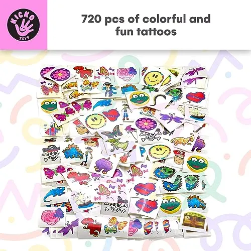 720 PC Temporary Tattoo Assortment - Vibrant Colors &amp; Captivating Designs