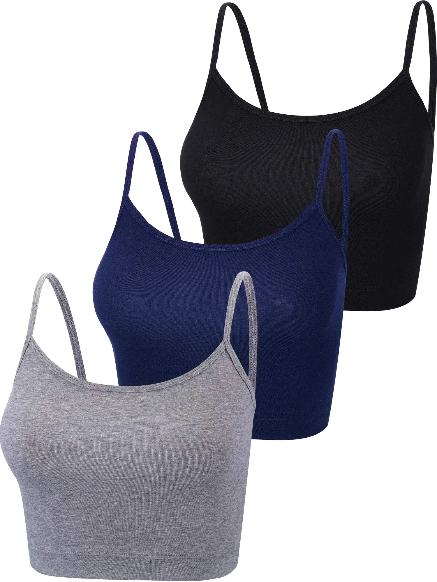 Boao Women's 3 Pieces Spaghetti Strap Crop Tank Top