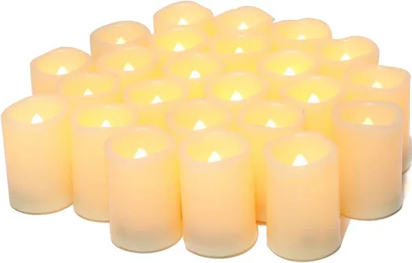  24 Piece Realistic Flameless Votive Candles, Battery-Operat<wbr/>ed Tealights