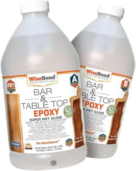 1 Gallon 1:1 Bar and Table Top Wood and Concrete Crystal Clear Epoxy Resin Kit