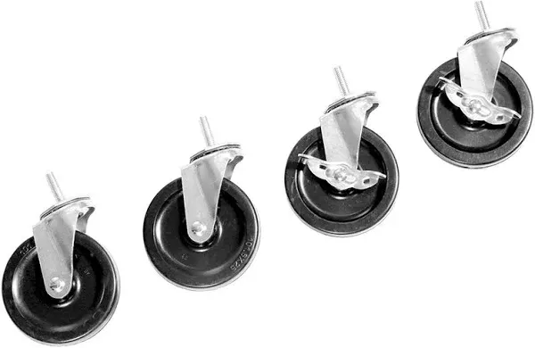 Seville Classics Heavy Duty Stem Threader Swivel Locking Casters (Set of 4) Wheels, for Office, Kitchen, Garage, Warehouse, Steel, 4" Diameter, Shelving Wheel