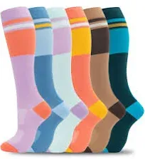 fenglaoda Compression Socks for Women Men Support Circulation 6 Pairs Socks For Nurse, Travel, Flight