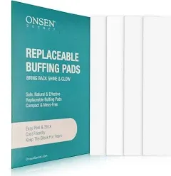 Onsen Secret Professional Nail Buffer Ultimate Shine Nail Buffing Block w/ 3 Way Buffing Methods (1 Pack Nail Buffer Replacement Pads - White)