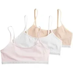 Maidenform Girls' Logo Band Cotton Crop Training Bra, 3 Pack