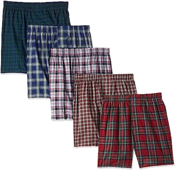 Hanes Men's Tartan Plaid Woven Boxer Shorts 5pk