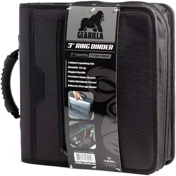 Gearilla Large 3 Ring Zipper Binder