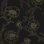 Peonies Peel and Stick Wallpaper - Black & Gold/Single Roll