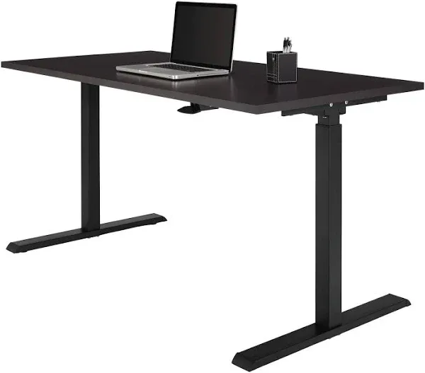 Realspace® Magellan 60"W Pneumatic Height-Adjustable Standing Desk, Espresso