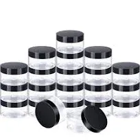 24 Pieces Empty Clear Plastic Jars with Lids Round Storage 4 oz, White Lid 