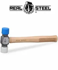 REAL STEEL Rubber Mallet, 12 oz Double Face Hammer with Soft/Hard Tips & Hickory Wood Handle (0312)