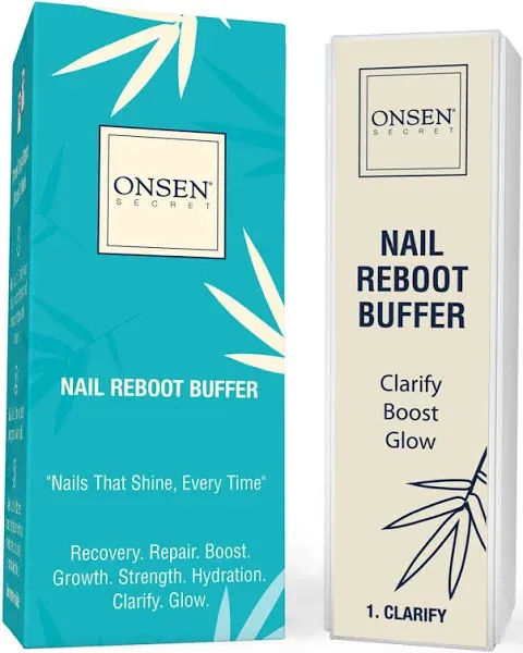 Onsen Secret Professional Nail Buffer Ultimate Shine Nail Buffing Block w/ 3 Way Buffing Methods (1 Pack Nail Buffer Replacement Pads - White)