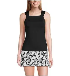 Lands' End Women's Chlorine Resistant Cap Sleeve High Neck Tankini Swimsuit Top