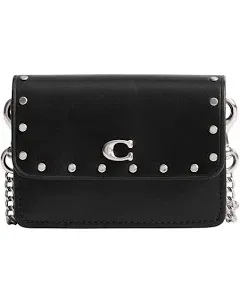 Coach Essential Half Flap Card Case With Rivets Women's