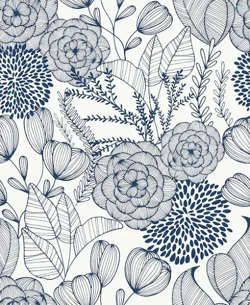 NuWallpaper Navy Secret Garden Peel and Stick Wallpaper