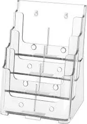 FUCDTEFC Acrylic Brochure Holder 8.5x11 & 4 x9 Inches Clear 4 Tier Magazine Holder Brochure Display Stand w Removable Divider