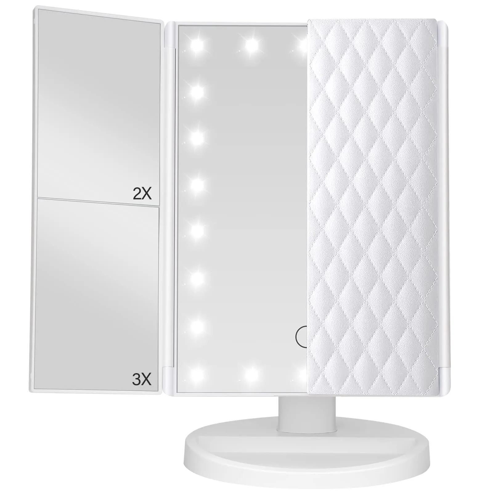 Trifold Vanity Mirror with Lights，<wbr/>Tabletop Mount Makeup Mirror with Light