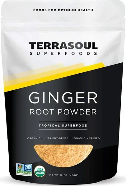 Terrasoul Superfoods Organic Ginger Powder, 1 Lb - Lab-Tested | Raw | Potent Spicy Flavor