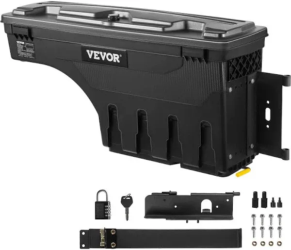 VEVOR Truck Bed Storage Box, Lockable Lid, Waterproof ABS Wheel Well Tool Box 6.