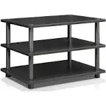 FURINNO Blackwood/Black Turn-N-Tube 3-Tier Corner TV Stand with Easy Assembly