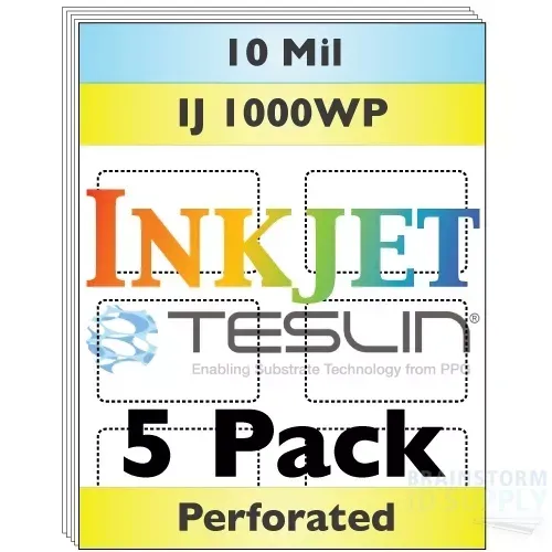 Inkjet Teslin Paper - 8up Perforated - For Making PVC-Like ID Cards - 5 Sheets