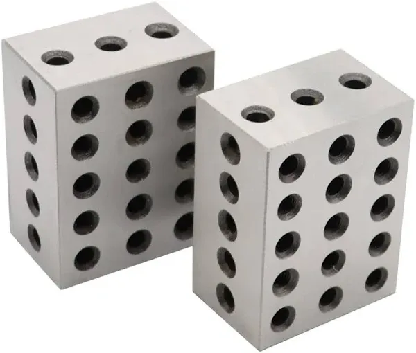 2-3-4 Blocks Set Matched Pair 23 Holes .0003&#034; Squareness Hardened Steel Setup Bl