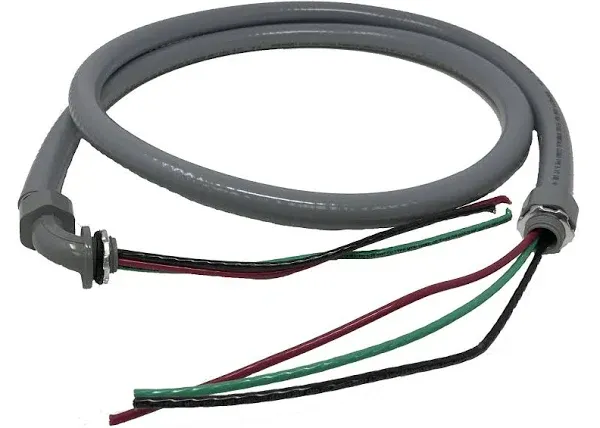 Power Whip Assembly 1/2inch X 6 Ft Nonmetallic Liquid Tight Flexible Electrical 