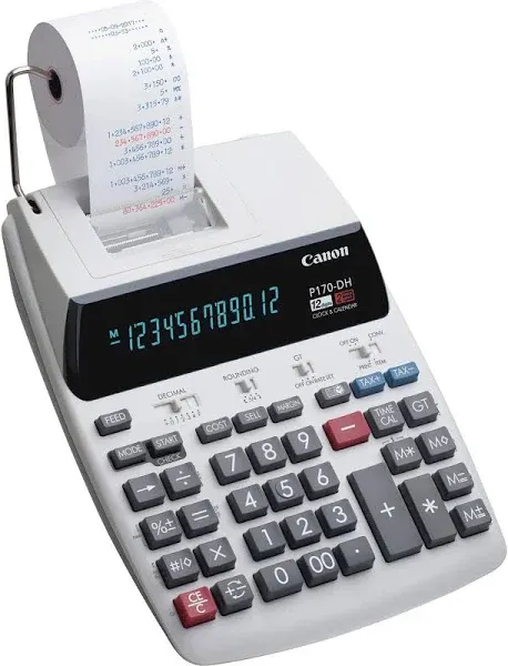 Canon P170-DH - 12 Digit Printing Calculator - Tested &amp; Working