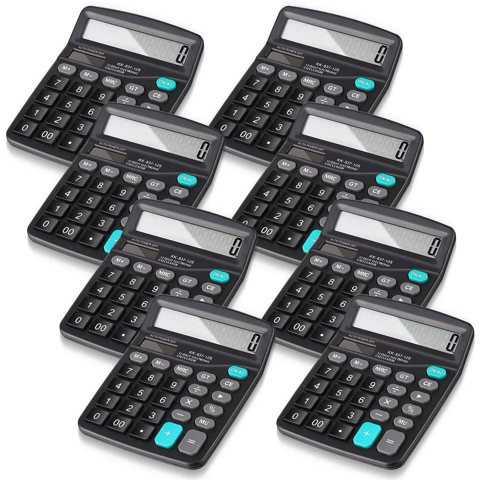 8 Pieces 12-Digit Calculator, Solar Basic Desktop Calculator Large Display Elect