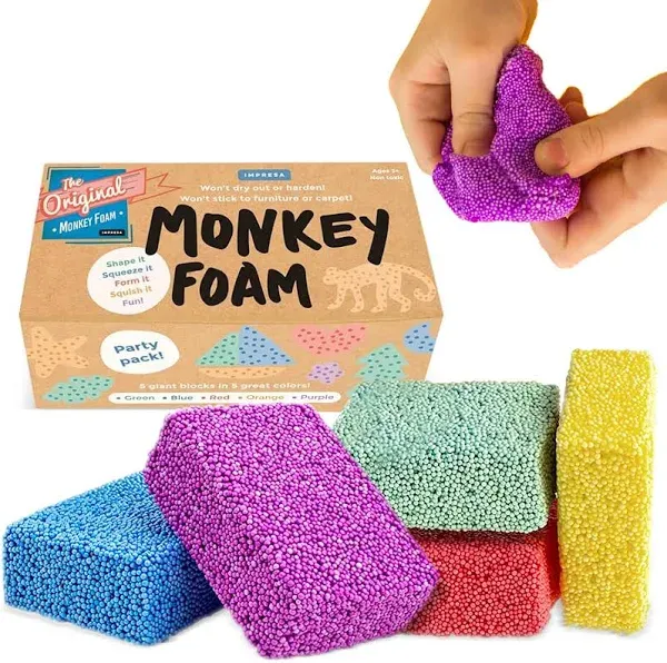 Impresa Monkey Foam from The Original Monkey Noodle 5 Giant Blocks, Squishy Sensory Toys for Kids with Unique Needs Fosters Creativity, Fun Play Foam, Great for Classrooms, Home, & Playtime Ages 3+