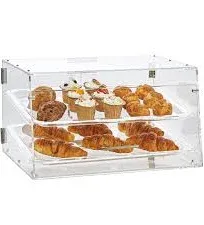 VEVOR Pastry Display Case, 2-Tier Commercial Countertop Bakery Display Case, Acrylic Display Box with Rear Door Access & Removable Shelves, Keep Fresh for Donut Bagels Cake Cookie, 20.7"x13.2"x11.9"