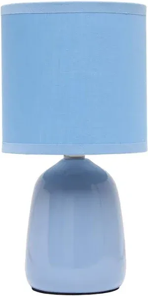 Simple Designs 10.04" Tall Traditional Ceramic Thimble Base Bedside Table Desk Lamp with Matching Fabric Shade - Sky Blue