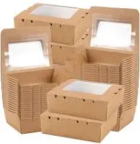 SEUNMUK 60 Pcs 40 oz Kraft Brown Food Boxes, Disposable Kraft Paper to Go Box Containers, Take Out Food Containers, Recyclable Lunch Box with Windows