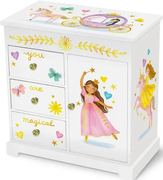 Princess Musical Jewelry Box for Girls - Kids Music Box with Drawers, Fairyta...