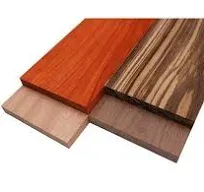 Imported Exotic Hardwood Variety Pack - Zebrawood, Walnut, Padauk, Okoume - 3/4" x 2" (8 Pcs)