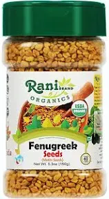 Rani Organic Fenugreek (Methi) Seeds Whole 5.29oz (150g) PET Jar, Trigonella Foenum Graecum ~ All Natural | Vegan | Gluten Friendly | NON-GMO | Indian Origin | USDA Certified Organic