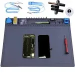 Anti Static Mat for PC Building, Computer Electronics Repair, IUZIT Heat Resistant 932°F ESD Soldering Mat with Grounding Cord & Plug, ESD Wristband for BGA Gun Soldering Iron15.9” x 12”