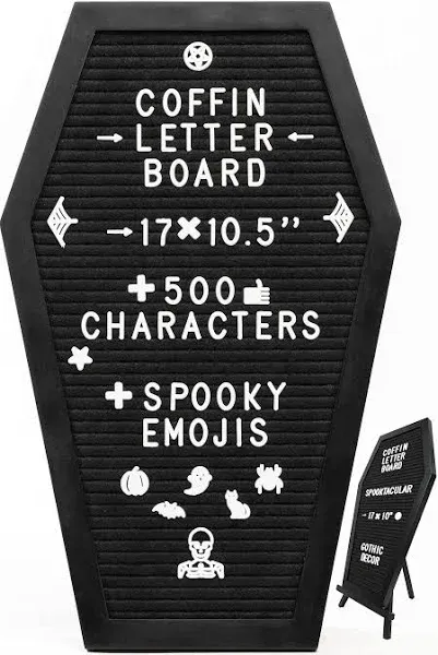 Nomnu Purple Felt Coffin Letter Board With Spooky Emojis