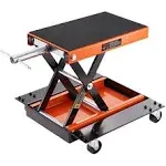 Motorcycle Lift ATV Scissor Jack Dolly 1100 lbs Wide Deck &amp; Hand Crank