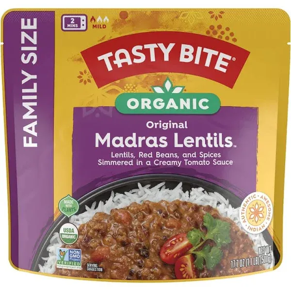 Tasty Bite Organic Indian Mild 3 Bean Madras Lentils (10 oz)