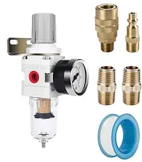 1/2&#034; NPT Compressed Air Filter Regulator Combo Piggyback, 5 Micron Brass Element