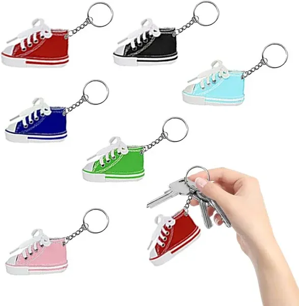 Sneaker Keychain, Cloth Material Shoe with Key Chain, Assorted Colors (3-Pack)