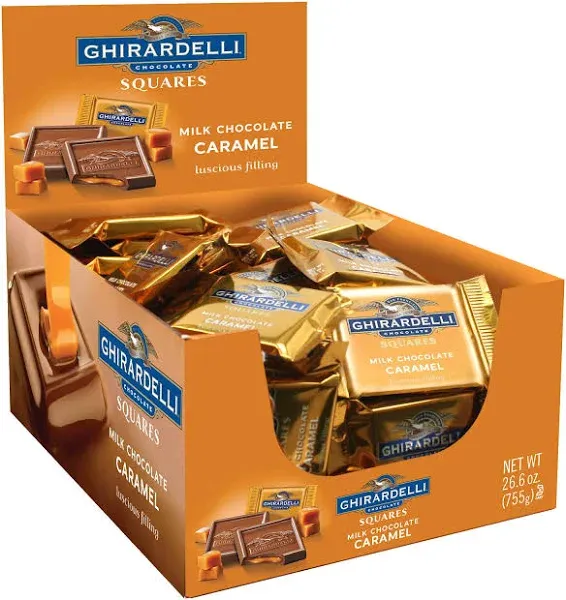 GHIRARDELLI Milk Chocolate Squares with Caramel Filling, Milk Chocolate Caramel Candy Squares, (Pack of 3)