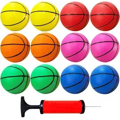 Dshengoo 12 Pcs 5 Inch Mini Basketballs,Co<wbr/>lorful Rubber Kick Balls Toy with Pump