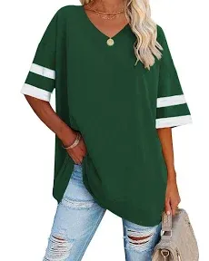 Ebifin Women's Oversized Half Sleeve V Neck Tunic